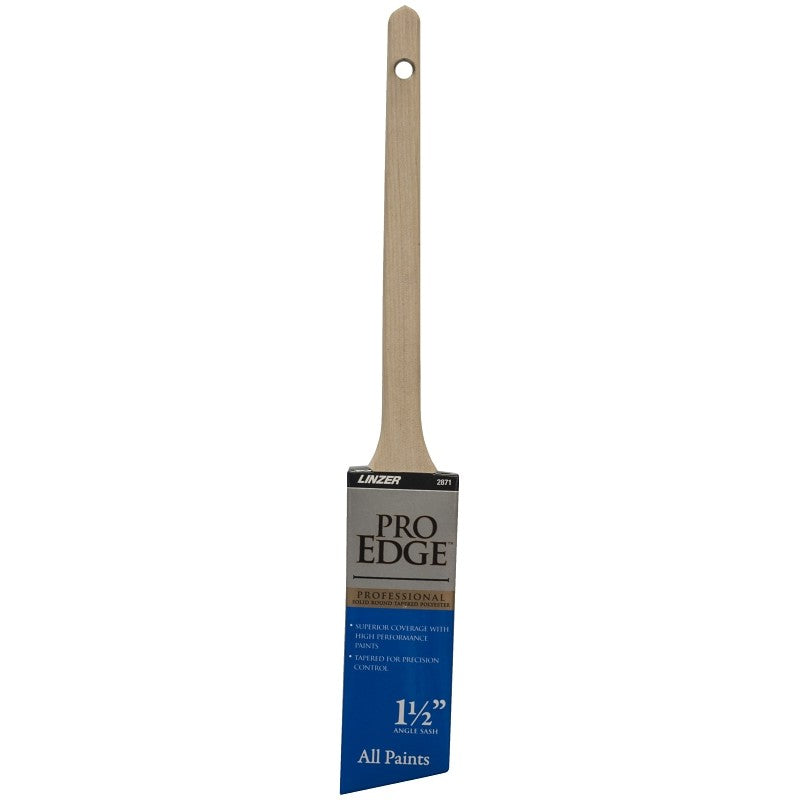Linzer 2871-1.5 Paint Brush, 1-1/2 in W, Polyester Bristle, Angle Sash, Rat Tail Handle (Pack of 6)