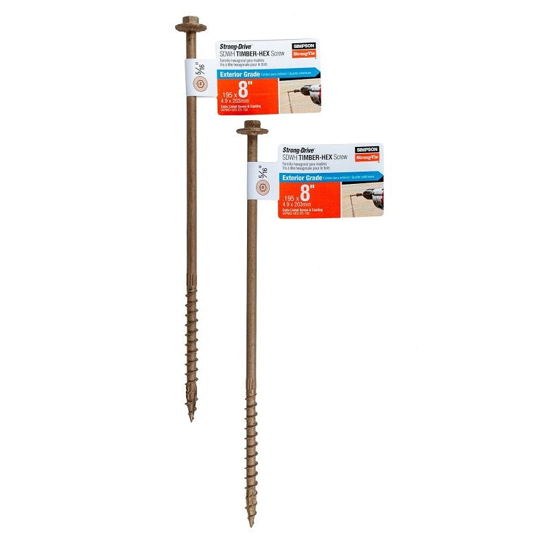 Simpson Strong-Tie Strong-Drive SDWH SDWH19800DB-RP1 Timber Screw, 8 in L, Coarse Thread, Large Hex Washer Head (Pack of 40)