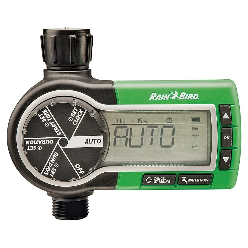 Rain Bird 1ZEHTMR Garden Hose Watering Timer, 3 V, 1 -Zone, 1 -Program, 6 hr Cycle, LCD Display, Wall Mounting