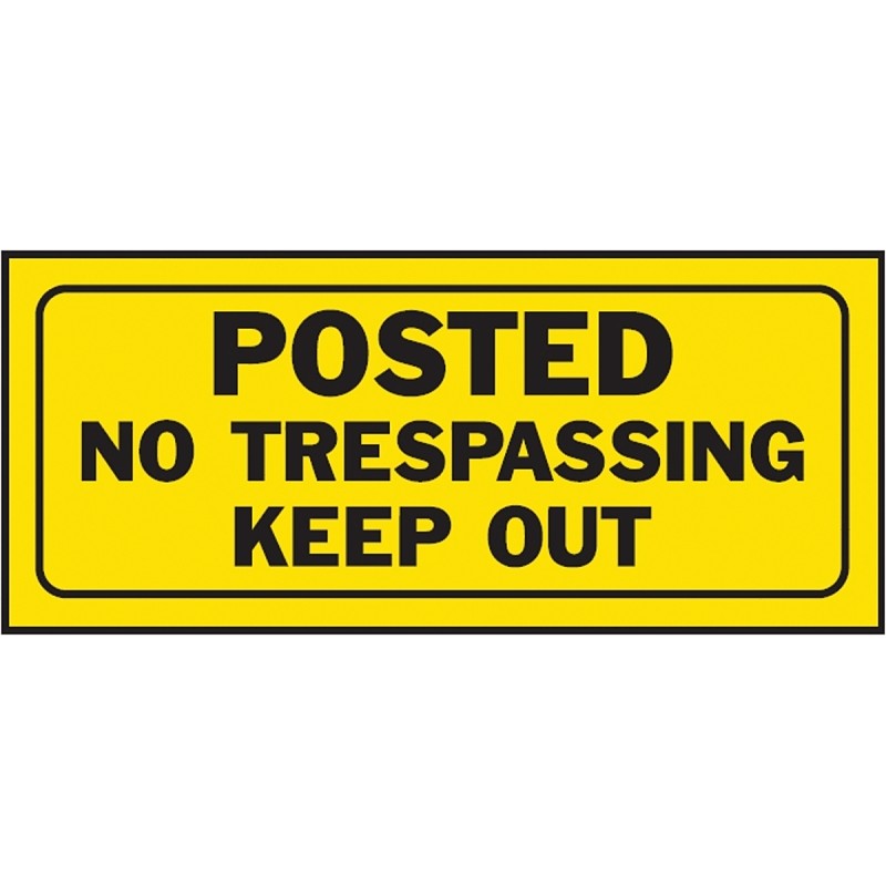 Hy-Ko 23004 Fence Sign, Rectangular, POSTED NO TRESPASSING KEEP OUT, Black Legend, Yellow Background, Plastic (Pack of 5)