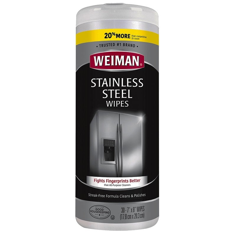 Weiman 92 Stainless Steel Wipes, 8 in L, 7 in W, Fresh (Pack of 4)