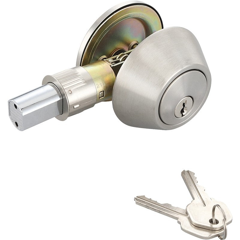 ProSource Signature Series T-D101SS Deadbolt, 3 Grade, Stainless Steel, 2-3/8, 2-3/4 in Backset, KW1 Keyway (Pack of 3)