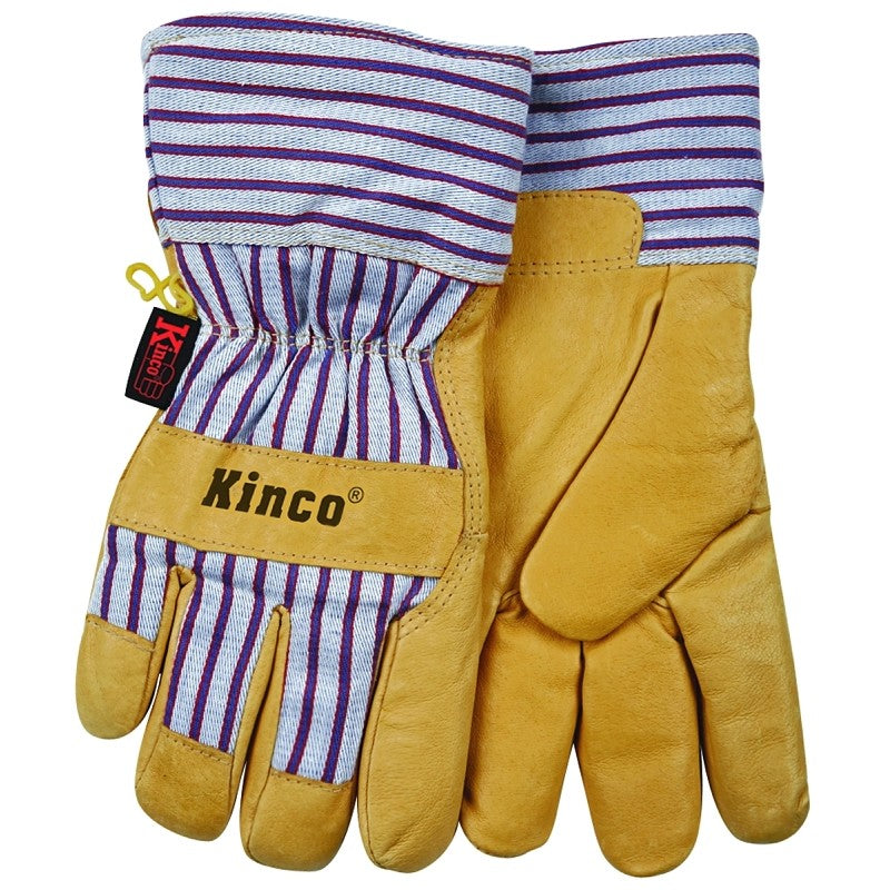 Kinco 1927-C Protective Gloves with Safety Cuff, Wing Thumb, Blue/Tan
