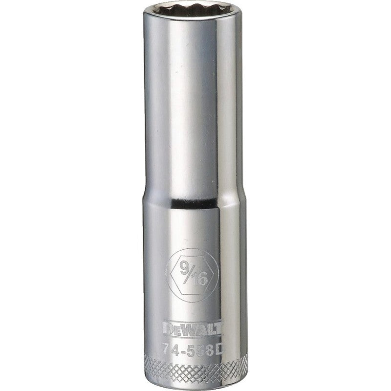 DEWALT DWMT74558OSP Drive Socket, 9/16 in Socket, 1/2 in Drive, 12-Point, Vanadium Steel, Polished Chrome
