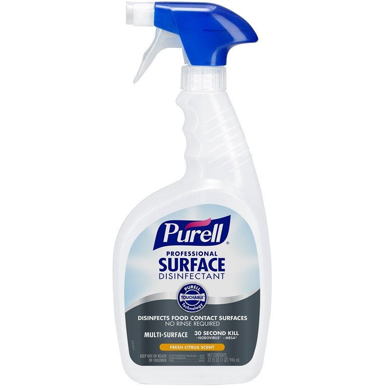 Purell 3342-06 Professional Surface Disinfectant, 32 fl-oz, Capped Bottle with 2 Spray Triggers, Liquid, Citrus (Pack of 6)