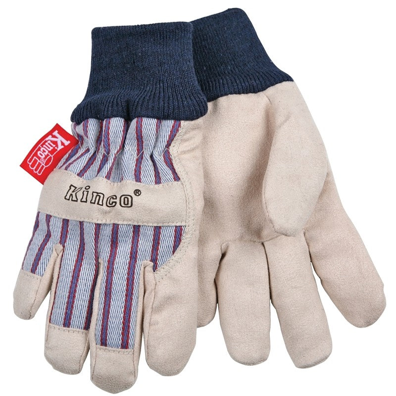 Kinco 1927KW-C Protective Gloves with Knit Wrist, Tan, Wing Thumb, Knit Wrist, Leather Palm