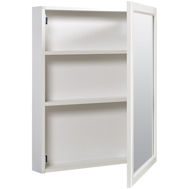 Zenna Home WRW2025 Medicine Cabinet, 20 in OAW, 4 in OAD, 25 in OAH, Wood, White, 2-Shelf