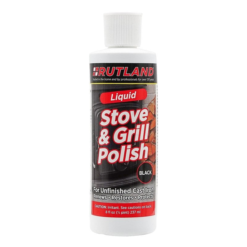 Rutland 72 Stove and Grill Polish, Liquid, Black, Waxy, 8 oz, Bottle