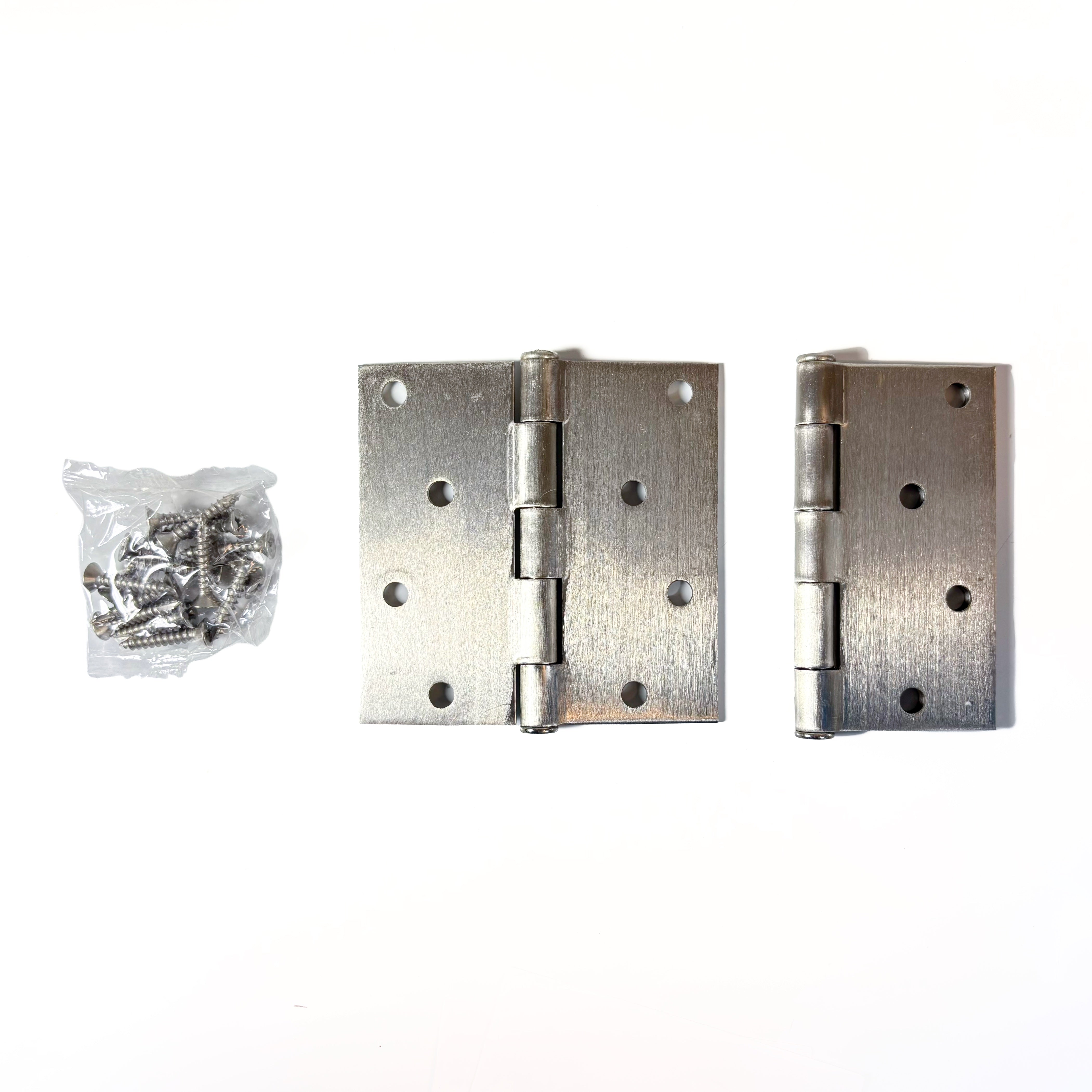 Door Hinges 4 Inch Square Corner Satin Nickel 2 Pack