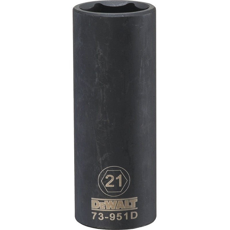 DEWALT DWMT73951OSP Impact Socket, 21 mm Socket, 1/2 in Drive, 6-Point, CR-440 Steel, Black Oxide