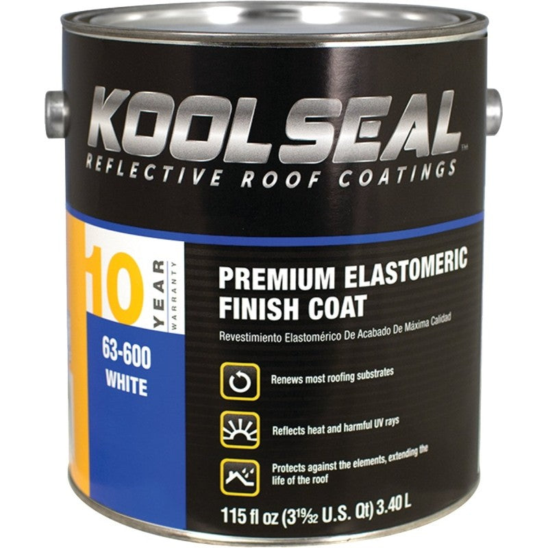 Kool Seal KS0063600-16 Elastomeric Roof Coating, White, 1 gal, Pail, Liquid (Pack of 4)