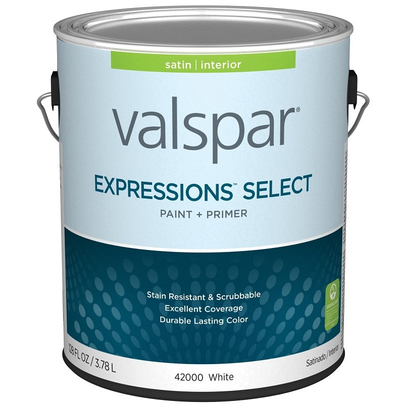 Valspar Expressions Select 4200 028.0042000.007 Latex Paint, Acrylic Base, Satin Sheen, White Base, 1 gal (Pack of 4)