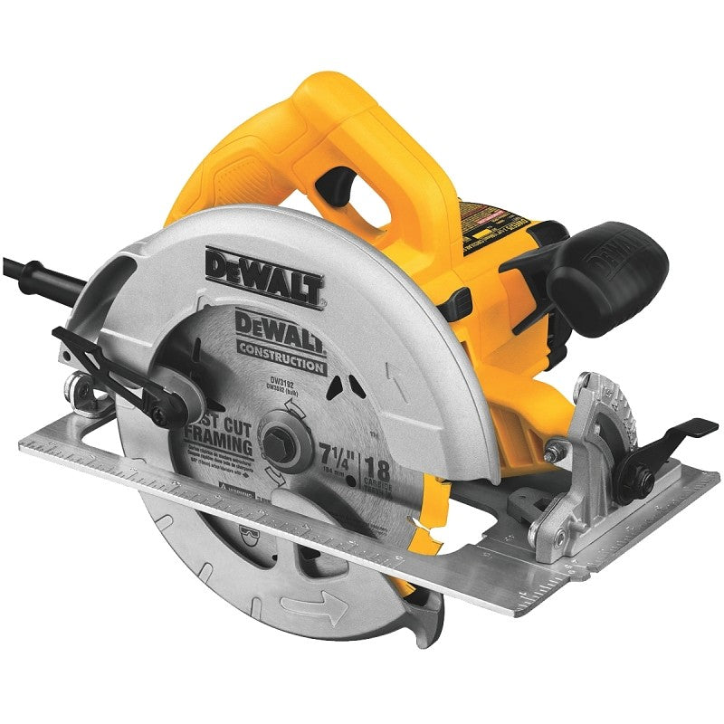 DEWALT DWE575 Circular Saw, 15 A, 7-1/4 in Dia Blade, 2 in at 45 deg, 2.55 in at 90 deg D Cutting, 5/8 in Arbor
