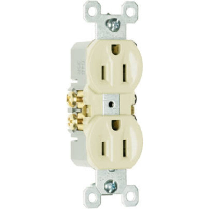 Legrand 3232ITU Standard Duplex Outlet, 2 -Pole, 15 A, 125 V, Push, Side Wiring, Ivory