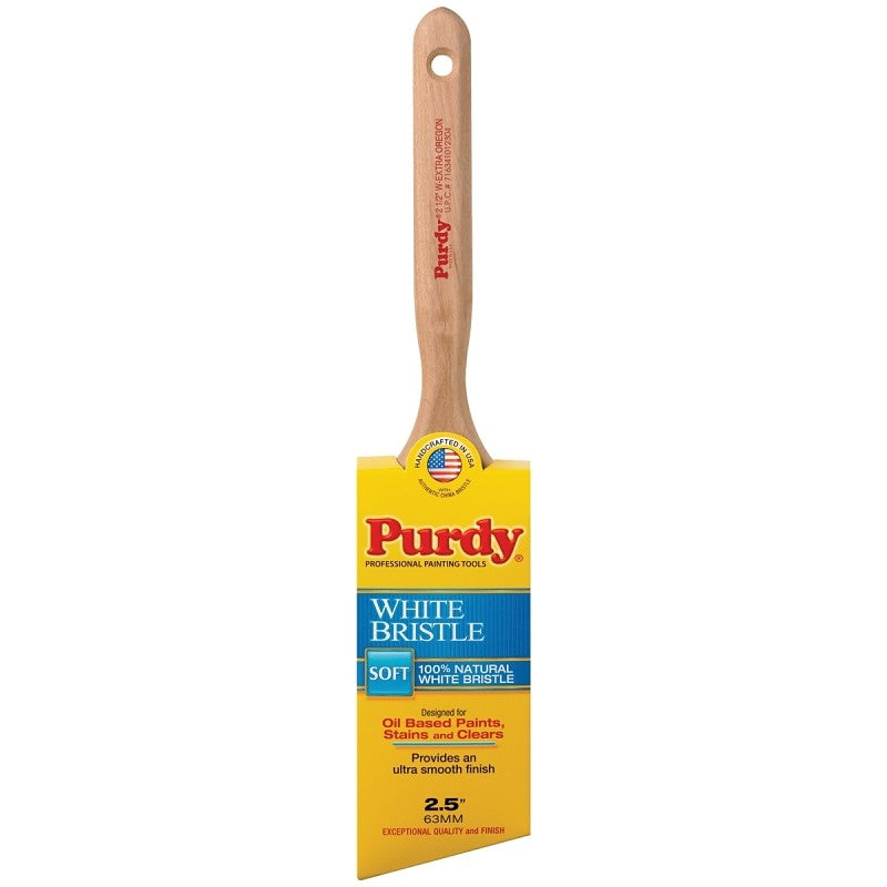 Purdy 116425 Trim Brush, Natural White, Hardwood Handle, 2-1/2 in W, Angular Brush, China Bristle, Fluted Handle