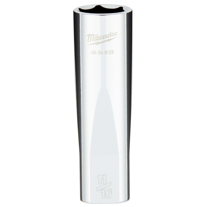 Milwaukee 45-34-9129 Socket, 11/16 in Socket, Deep Socket, 1.1 in OAL, 1/2 in Drive, 6-Point, Chrome Vanadium Steel