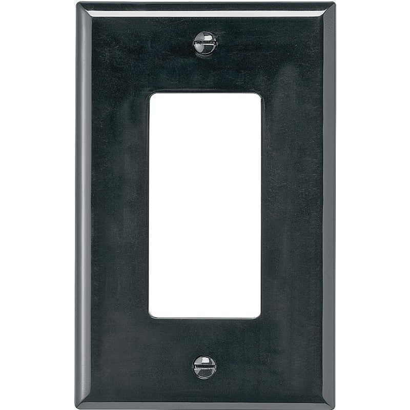 Eaton Wiring Devices PJ26BK Wallplate, Decorative, 4-7/8 in L, 3-1/8 in W, 1-Gang, Polycarbonate, Black, High-Gloss