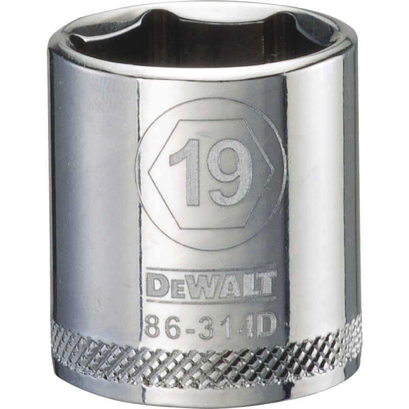 DEWALT DWMT86314OSP Hand Socket, 19 mm Socket, 3/8 in Drive, 6-Point, Vanadium Steel, Polished Chrome