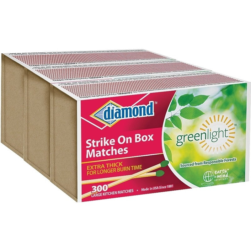 diamond Greenlight 02234 Strike On Box Fire Matches, 300-Stick, Aspen Wood Stick (Pack of 24)