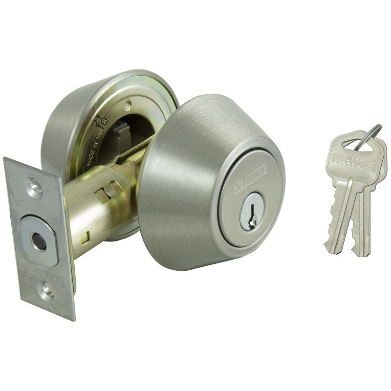 ProSource DB61V-PS Deadbolt, 3 Grade, Stainless Steel, 2-3/8 to 2-3/4 in Backset, KW1 Keyway (Pack of 3)