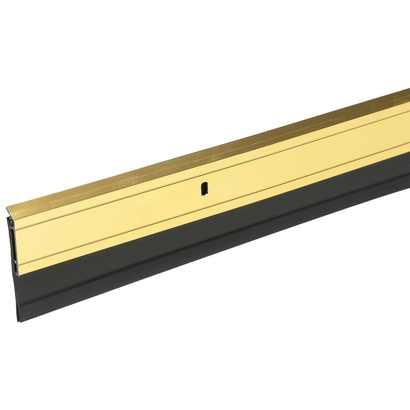 Frost King A62/36GAH Door Sweep, 36 in L, 2 in W, Aluminum Flange, Vinyl Insert, Bright Gold Insert Color