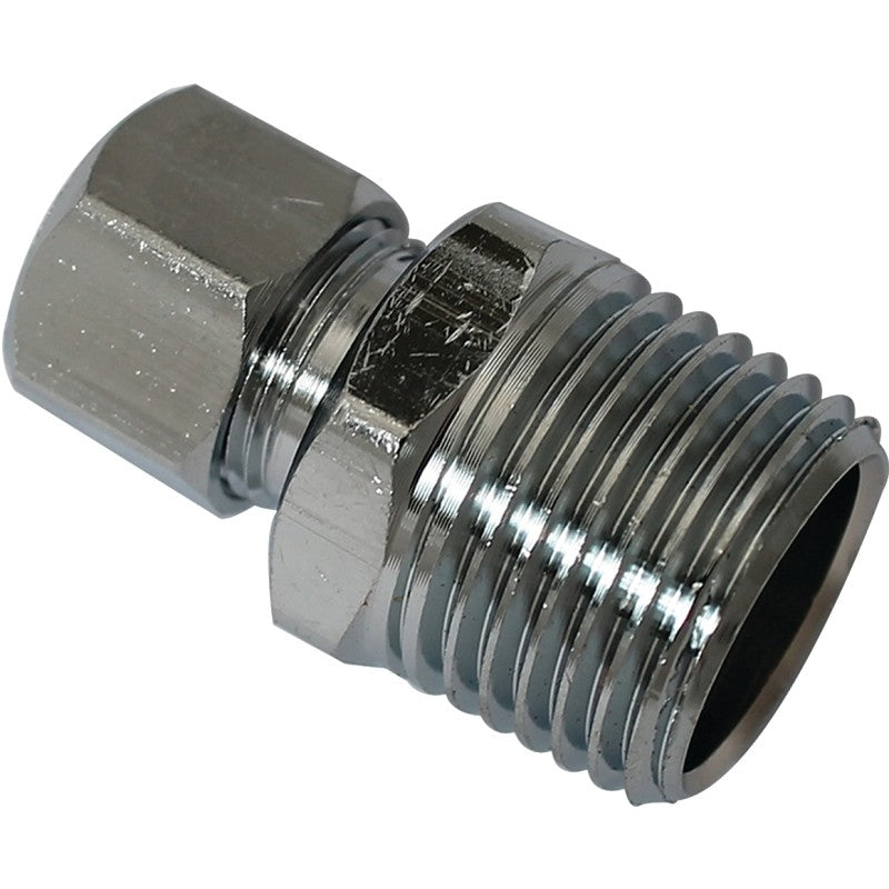 Plumb Pak PP74PCLF Straight Adapter, 1/2 x 3/8 in, MIP x Compression, Brass, Chrome