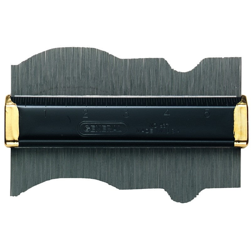 General 837 Contour Gauge with Pins, 6 in L, 3-1/2 in W, SAE Graduation, Stainless Steel
