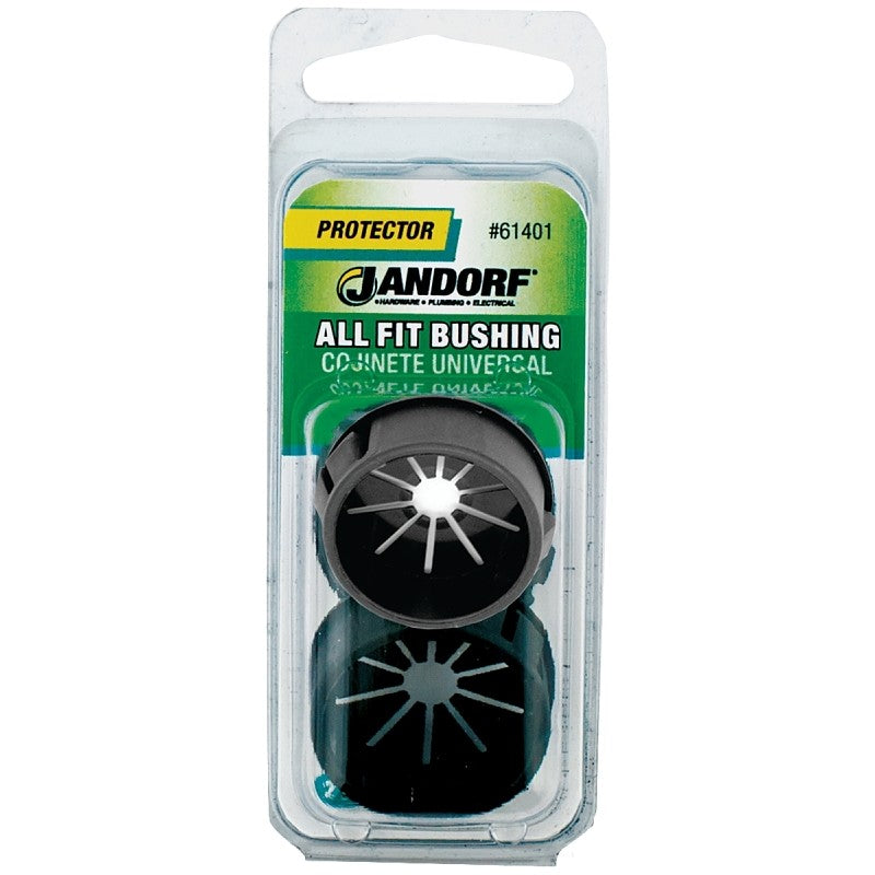 Jandorf 61401 Conduit Bushing, 13/16 in Dia Cable, Nylon, Black, 1-3/32 in Dia Panel Hole, 0.453 in Thick Panel