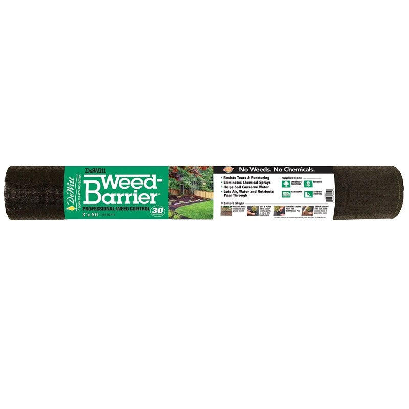 DeWitt DWB30350 Series Weed Barrier, 50 ft L, 3 ft W, Polypropylene, Black, 12/PK