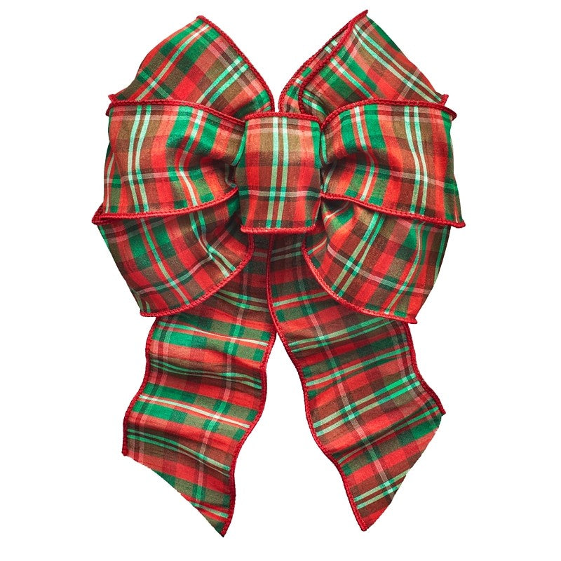 Holidaytrims 6159 Wired Bow, Red/Green, 7 Loops, 8-1/2 x 14 in (Pack of 12)