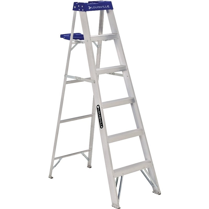 Louisville AS2104 Step Ladder, 4 ft H, Type I Duty Rating, Aluminum, 250 lb, 3-Step, 102 in Max Reach