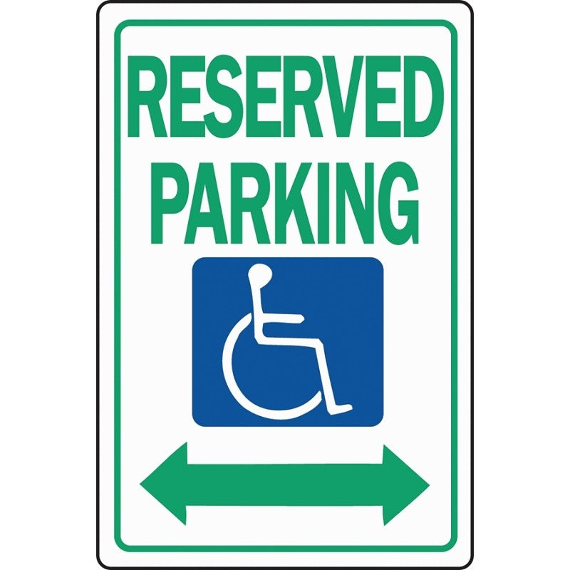 Hy-Ko HW-32 Parking Sign, Rectangular, RESERVED PARKING, Green Legend, White Background, Aluminum