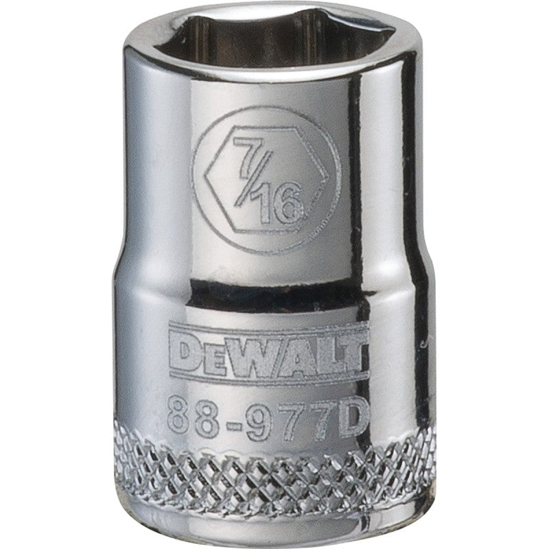 DEWALT DWMT88977OSP Hand Socket, 7/16 in Socket, 3/8 in Drive, 6-Point, Vanadium Steel, Polished Chrome