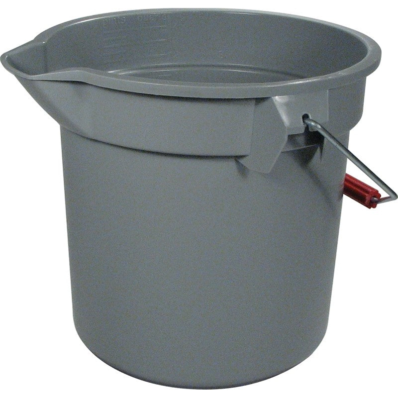 Rubbermaid Roughneck 261400GRAY Bucket with Pour Spout, 14 qt Capacity, 12 in Dia, Polyethylene, Gray (Pack of 6)