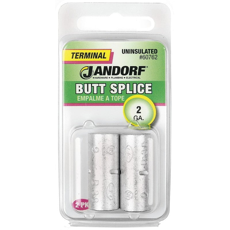 Jandorf 60762 Butt Splice Connector, 2 AWG Wire, Copper Contact