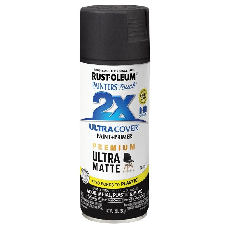 Rust-Oleum 331182 Spray Paint, Matte, Black, 12 oz, Can