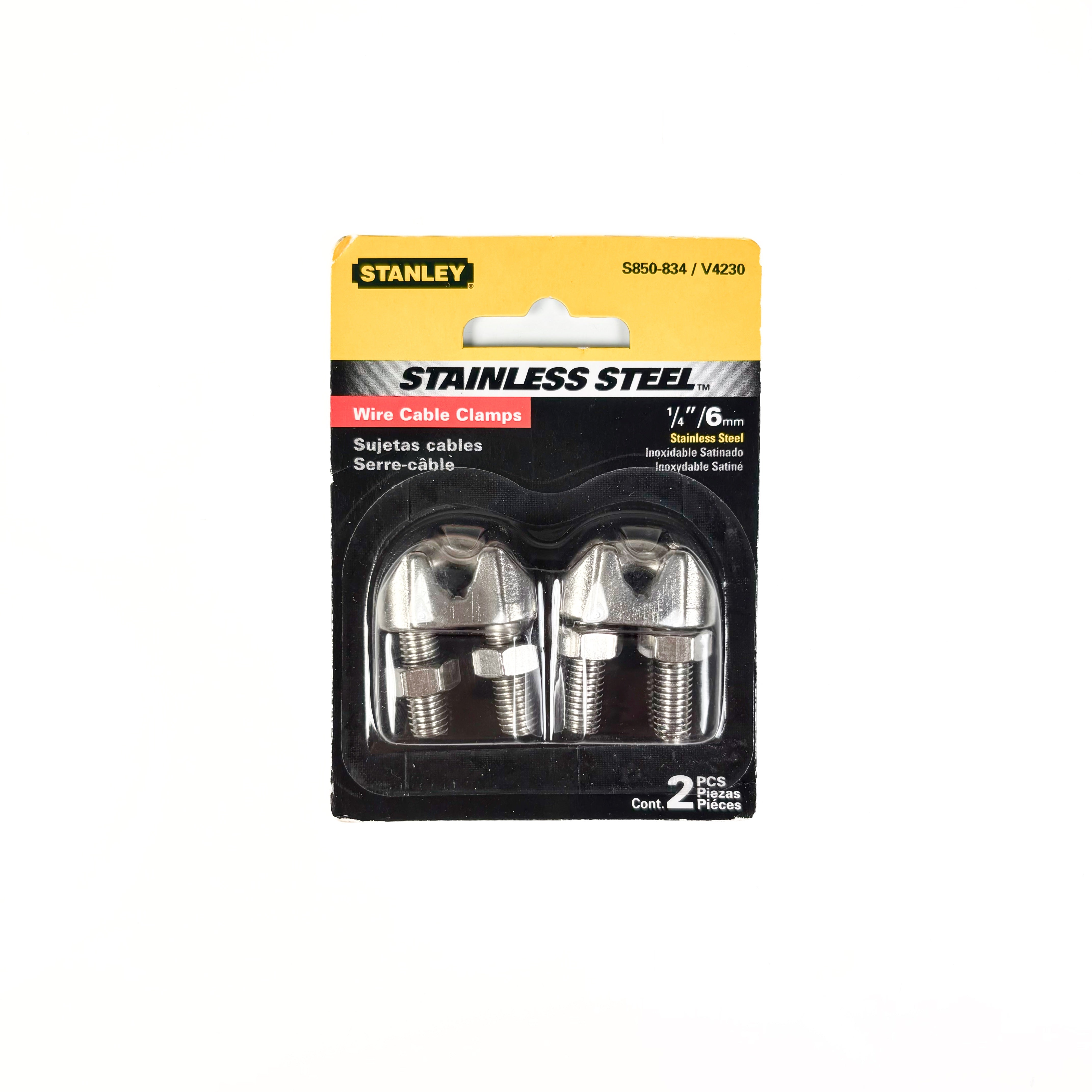 Wire Cable Clamps 1/4 Inch Stainless Steel 2 Pack