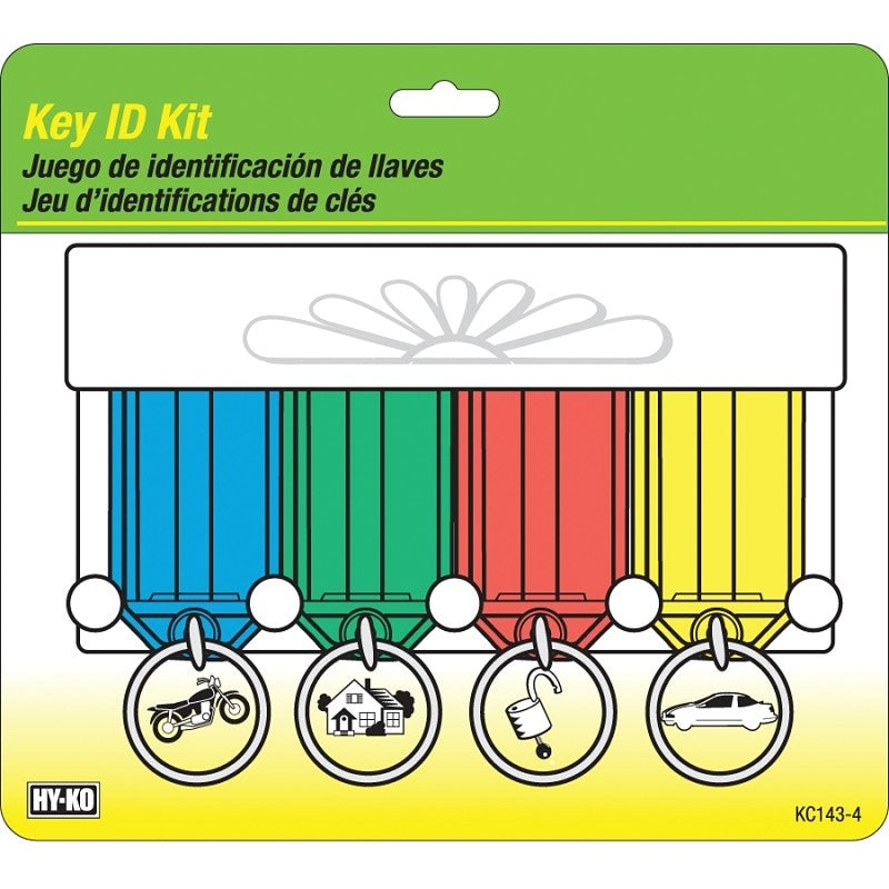 Hy-Ko KC143-4 Key Identification Tag Kit, 5.5 in H x 6 in W x 0.64 in D Dimensions, Plastic, 4/PK