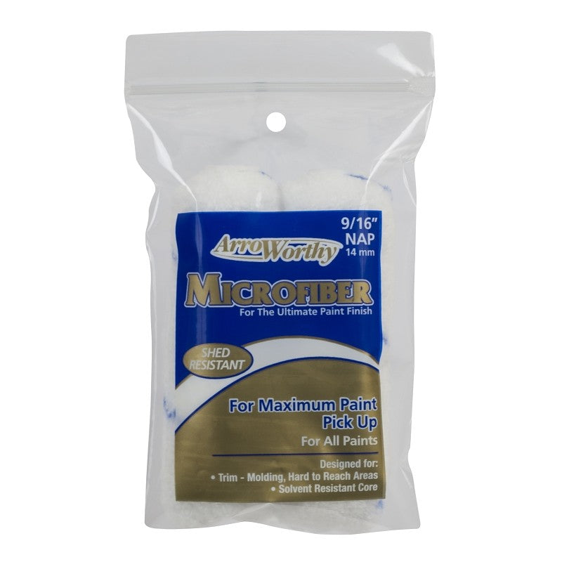 Arroworthy 4-MFR4T/P Mini Roller Cover, 9/16 in Thick Nap, 6-1/2 in L, Microfiber Cover, Blue/White