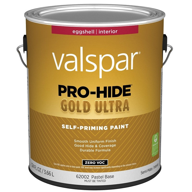 Valspar Pro-Hide Gold Ultra 6200 028.0062002.007 Latex Paint, Acrylic Base, Eggshell Sheen, Pastel Base, 1 gal, Can (Pack of 4)