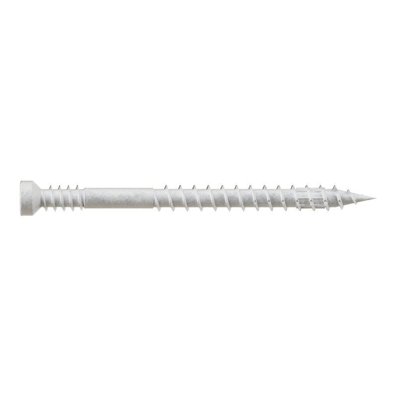 Simpson Strong-Tie FT07200R100W Screw, #7 Thread, 2 in L, Serrated Thread, Trim Head, 6-Lobe Drive, Saw Tooth Point