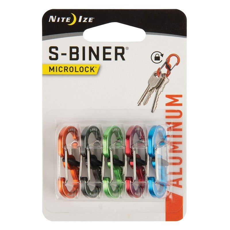 Nite Ize MicroLock, S-Biner LSBMA-A2-5R7 Mini Carabiner, 1.41 in OAL, Aluminum, Assorted