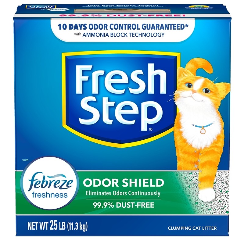 Fresh Step 30468 Cat Litter, 25 lb Capacity, Blue/Gray/Green/White, Dry Solid
