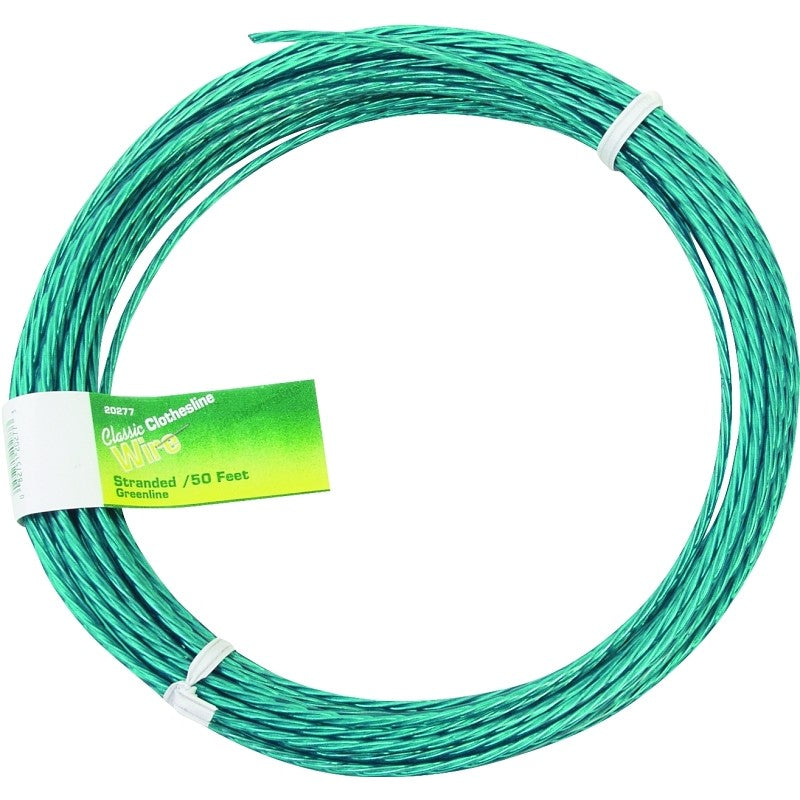 Midwest Fastener 11823 Multi-Stranded Clothesline, 50 ft L, Steel, Green