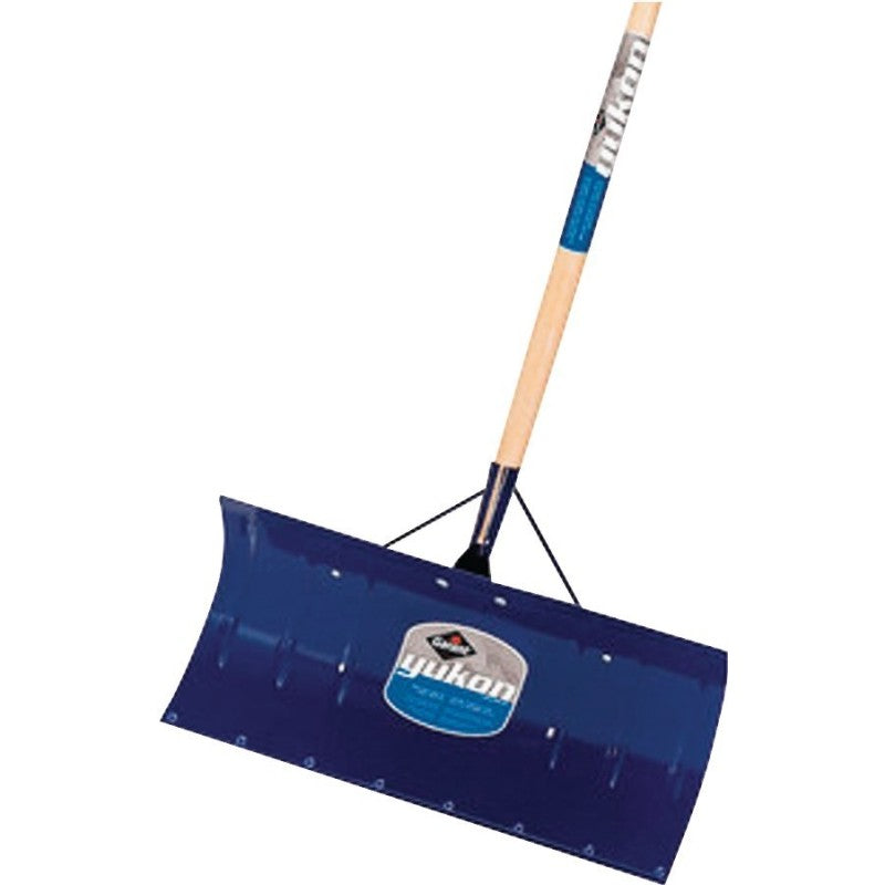 Garant YSP24LU Snow Pusher, 24 in W Blade, Steel Blade, Wood Handle, Straight Handle, 48 in L Handle, Blue