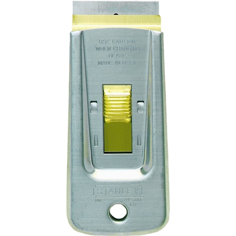 STANLEY 28-500 Scraper, 1-1/2 in W Blade, 1-Edge, Razor Blade, HCS Blade, Steel Handle, Ergonomic Handle, 8 in OAL