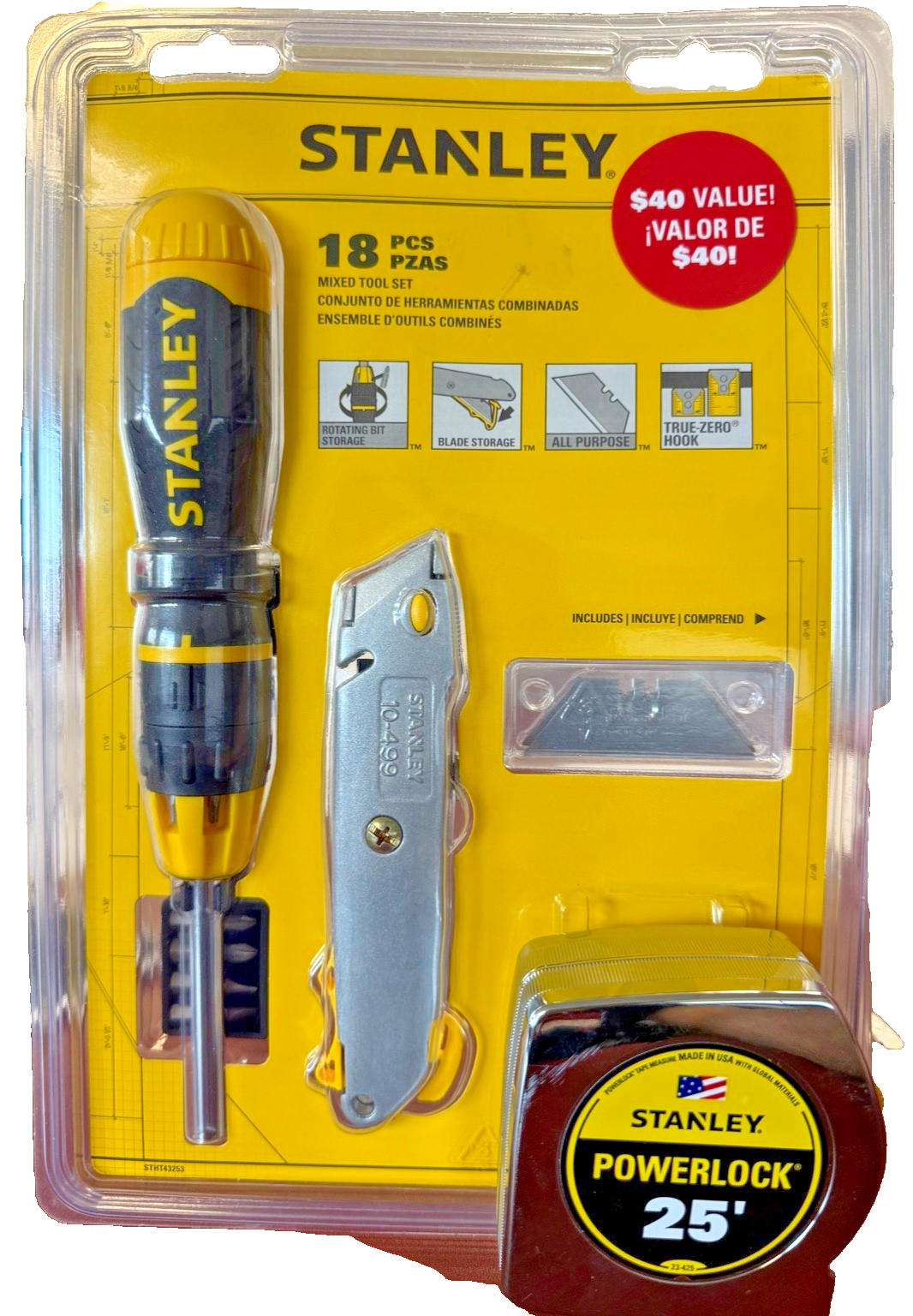 Mixed Hand Tool Set With 18 Pieces