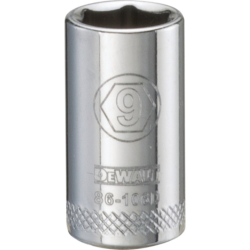 DEWALT DWMT86106OSP Hand Socket, 9 mm Socket, 1/4 in Drive, 6-Point, Vanadium Steel, Polished Chrome