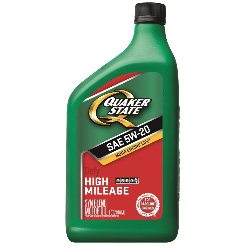Quaker State 550043274 High-Mileage Motor Oil, 5W-20, 1 qt Bottle (Pack of 6)