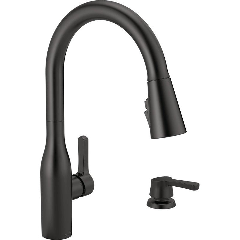 Delta Marca Series 19780Z-BLSD-DST Kitchen Faucet, 1.8 gpm, 1-Handle, 4-Faucet Hole, Metal, Matte, Deck